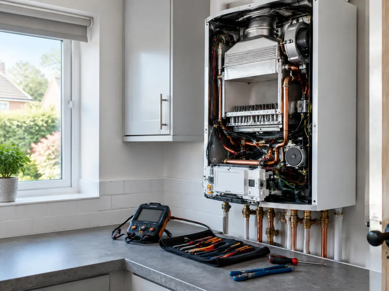 Representative boiler repairs & servicing in a customer's home